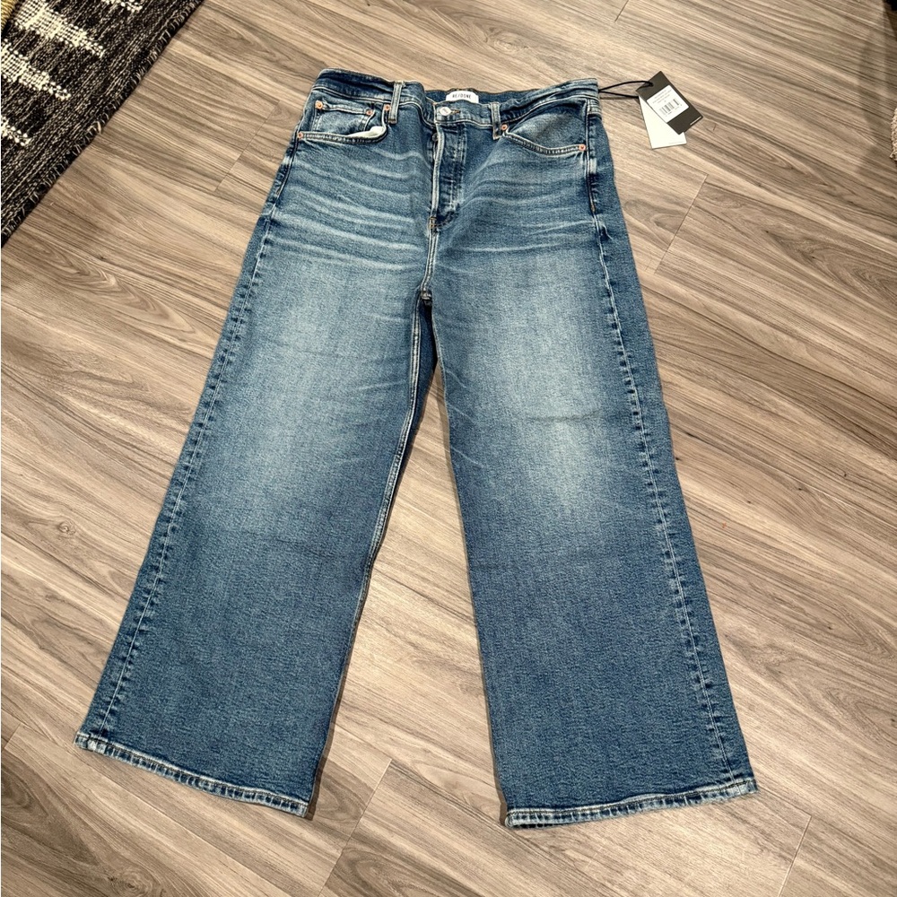 Re/Done High Rise Wide Leg Crop Jeans